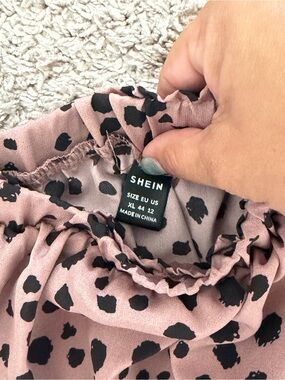 SHEIN Dusty Pink Top with Black Leopard Spots